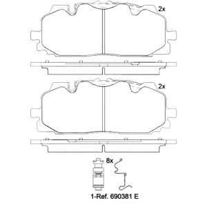 Brembo Brake Pad, Xtra Line, Fmsi Number D1894-9122, Low-Metallic, Set of 4, With Mounting Hardware – P85165X