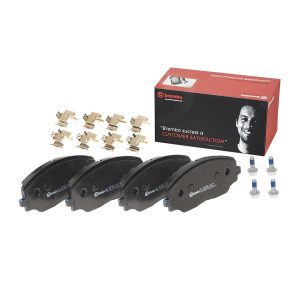 Brembo Brake Pad, Fmsi Number D2074-9305, Low-Metallic, Set of 4, With Brake Caliper Screws – P85176