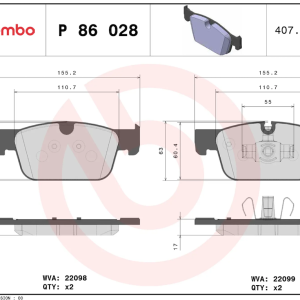 Brembo Brake Pad, Prime Line, Fmsi Number D1924-9149, Low-Metallic, Set of 4 – P86028