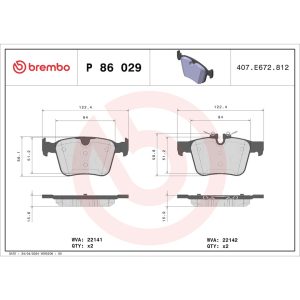 Brembo Brake Pad, Fmsi Number D1821-9057, Low-Metallic, Set of 4 – P86029