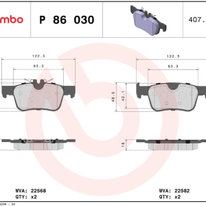 Brembo Brake Pad, Prime Line, Fmsi Number D1938-9163, Low-Metallic, Set of 4 – P86030