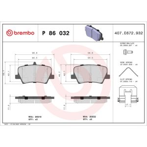 Brembo Brake Pad, Prime Line, Fmsi Number D2136-9373, Low-Metallic, Set of 4, With Mounting Hardware – P86032