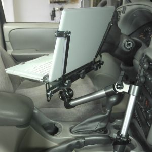 Bracketron Laptop Mount, Passenger Side Seat Bolt Mount, Universal, Adjustable Height from 13 Inch to 21 Inch, Black, Aluminum – LTM-MS-525