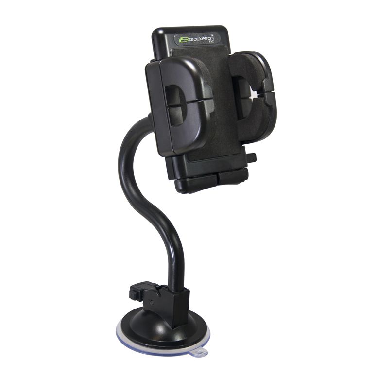 Bracketron Cell Phone Mount, Grip-It ™, Fits 4-1/2 Inch Width Mobile Phones, 360 Degree Rotating, Windshield Suction Cup Mount, Black – PHW-203-BL