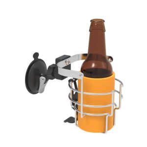 Bracketron Cup Holder, Griplox, Suction Cup Mounts to Smooth/ Textured Surface, Silver, Stainless Steel, Non-Lighted, 360 Degree Rotating – XV1-966-2