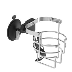 Bracketron Cup Holder, Griplox, Suction Cup Mounts to Smooth/ Textured Surface, Silver, Stainless Steel, Non-Lighted, 360 Degree Rotating – XV1-966-2