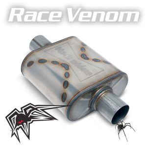 Black Widow Exhaust Muffler, Race Venom, 9 Inch Length X 9 Inch Width X 4 Inch Height, Oval, Stainless Steel Case – BW0010-C