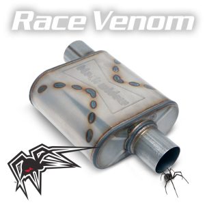 Black Widow Exhaust Muffler, Race Venom, 9 Inch Length X 9 Inch Width X 4 Inch Height, Oval, Stainless Steel Case – BW0010-P