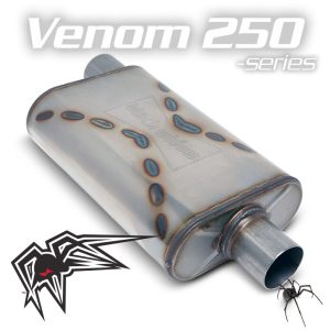 Black Widow Exhaust Muffler, Venom 250-Series, 14 Inch Length X 9 Inch Width X 4 Inch Height, Oval, Stainless Steel Case – BW001-P