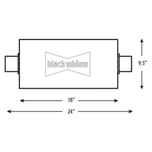 Black Widow Exhaust Muffler, Venom 300-Series, 18 Inch Length X 9 Inch Width X 4 Inch Height, Oval, Stainless Steel Case – BW005-C