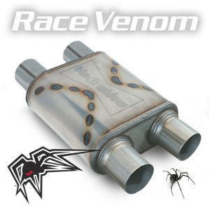 Black Widow Exhaust Muffler, Race Venom, 9 Inch Length X 9 Inch Width X 4 Inch Height, Oval, Stainless Steel Case – BWDDR-22