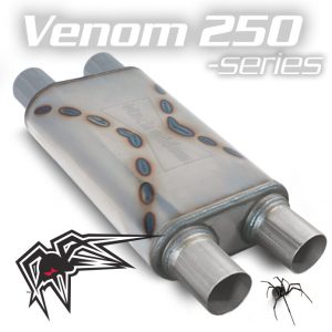Black Widow Exhaust Muffler, Venom 250-Series, 14 Inch Length X 9 Inch Width X 4 Inch Height, Oval, Stainless Steel Case – BWDDV2-22