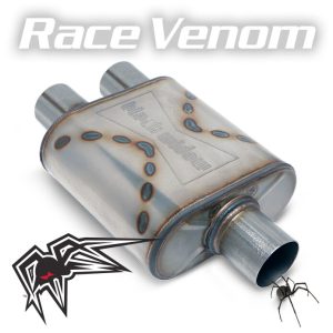 Black Widow Exhaust Muffler, Race Venom, 9 Inch Length X 9 Inch Width X 4 Inch Height, Oval, Stainless Steel Case – BWSDR-32