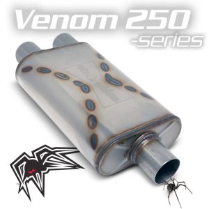 Black Widow Exhaust Muffler, Venom 250-Series, 14 Inch Length X 9 Inch Width X 4 Inch Height, Oval, Stainless Steel Case – BWSDV2-32