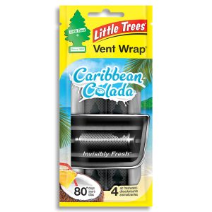 Car Freshner Air Freshener, Little Trees ® Vent Wrap ®, Wrap Design, Caribbean Colada Scent, Fix to Air Vent, Pack of 4 – CTK-52725-24