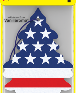 Car Freshner Air Freshener, Little Trees ®, American Flag Design, Vanilla Pride Scent, Red/ Blue/ White, Hangable – U1P-10945