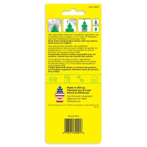 Car Freshner Air Freshener, Little Trees ®, Royal Pine Scent, Green, Hangable, Pack of 3 – U3S-32001