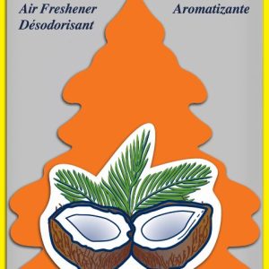 Car Freshner Air Freshener, Little Trees ®, Coconut Scent, Orange, Hangable, Pack of 3 – U3S-32017