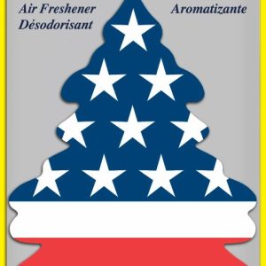 Car Freshner Air Freshener, Little Trees ®, American Flag Design, Vanilla Pride Scent, Red/ Blue/ White, Hangable, Pack of 3 – U3S-32045