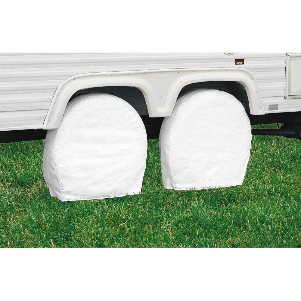 Classic Acc Tire Cover, Single Tire Cover, For 24 Inch to 27 Inch Wheel Diameter/ 8.5 Inch Tire Width, Slip on, Snow White, Vinyl, Pack of 2 – 76240