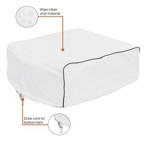 Classic Acc Air Conditioner Cover, Fits Duotherm Briskair and Quick Cool, Snow White, Vinyl, Draw Cord Mounting, Slip on, Water Proof – 77420