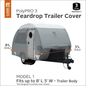 Classic Acc Micro Trailer Cover, Polypro ™ 3, For Receiver Hitch Trailer, Fits 8 Foot Length Trailer, 5 Foot Width Body – 80-296-143101-RT
