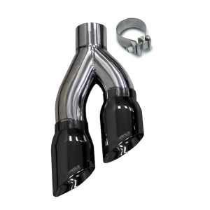 Corsa Exhst Exhaust Tail Pipe Tip, Pro Series, 3 Inch Inlet, Dual 4 Inch Outlet, Stainless Steel, Round, Rolled Edge, 16.625 Inch Length – 14031BLK