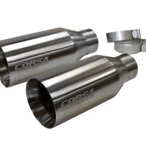Corsa Exhst Exhaust Tail Pipe Tip, Pro Series, Stainless Steel, 5 Inch Stainless Steel Tip, With Corsa Performance Logo, Set of 2 – 14051