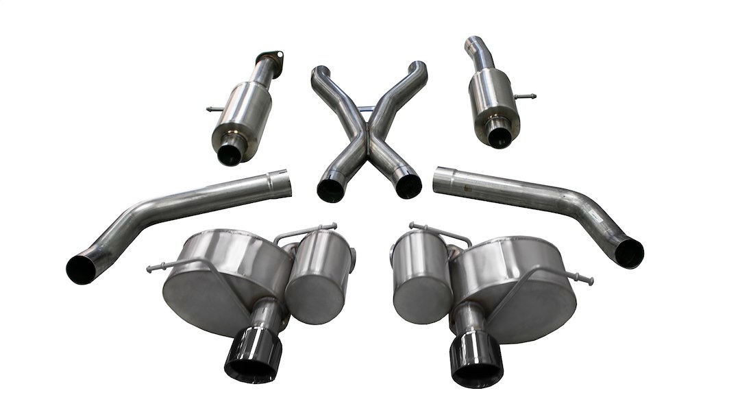 Corsa Exhst Exhaust System Kit, Sport Cat Back System, Stainless Steel, With Mufflers, 3 Inch Pipe Diameter, Dual Exhaust with Dual Exit – 14466BLK