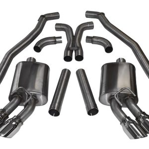 Corsa Exhst Exhaust System Kit, Sport Cat Back System, Stainless Steel, With Mufflers, 3 Inch Pipe Diameter, Dual Exhaust with Quad Exit – 14971