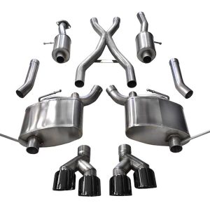Corsa Exhst Exhaust System Kit, Sport Cat Back System, Stainless Steel, With Mufflers, 2-1/2 Inch Pipe Diameter – 14992BLK
