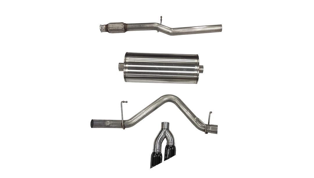 Corsa Exhst Exhaust System Kit, Sport Cat Back System, Stainless Steel, With Muffler, 3 Inch Pipe Diameter, Single Exhaust with Dual Exit – 21030BLK