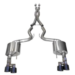 Corsa Exhst Exhaust System Kit, Xtreme Cat Back System, Stainless Steel, With Mufflers, 3 Inch Pipe Diameter, Dual Exhaust with Quad Exit – 21040BLK