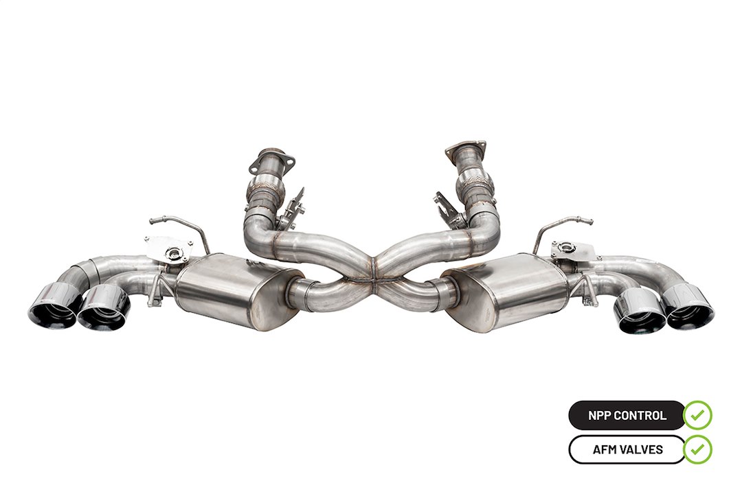 Corsa Exhst Exhaust System Kit, Variable Sound Level Cat-Back System, Stainless Steel, With Mufflers, 3 Inch Pipe Diameter – 21100