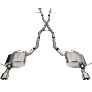 Corsa Exhst Exhaust System Kit, Xtreme Cat Back System, Stainless Steel, With Mufflers, 2-1/2 Inch Pipe Diameter, Dual Exhaust with Dual Exit – 21187