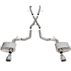 Corsa Exhst Exhaust System Kit, Xtreme Cat Back System, Stainless Steel, With Mufflers, 2-3/4 Inch Pipe Diameter, Dual Exhaust with Dual Exit – 21196