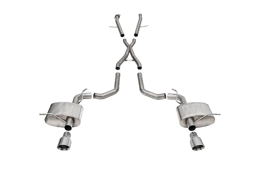 Corsa Exhst Exhaust System Kit, Xtreme Cat Back System, Stainless Steel, With Mufflers, 2-3/4 Inch Pipe Diameter, Dual Exhaust with Dual Exit – 21196