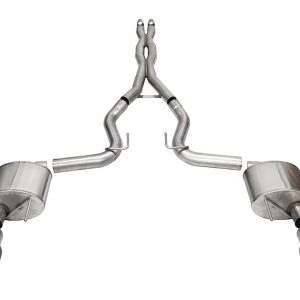 Corsa Exhst Exhaust System Kit, Xtreme Cat Back System, 304 Stainless Steel, With Mufflers, 3 Inch Pipe Diameter – 21250BLK
