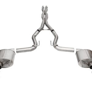 Corsa Exhst Exhaust System Kit, Sport Cat Back System, 304 Stainless Steel, With Mufflers, 3 Inch Pipe Diameter, Dual Exhaust with Dual Exit – 21254