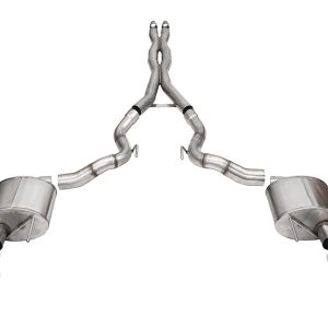 Corsa Exhst Exhaust System Kit, Xtreme Cat Back System, Stainless Steel, With Xtreme™ Sound Level Mufflers, 3 Inch Pipe Diameter – 21270
