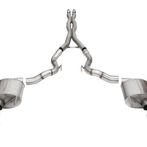 Corsa Exhst Exhaust System Kit, Sport Cat Back System, Stainless Steel, With Sport Sound Level Mufflers, 3 Inch Pipe Diameter – 21274