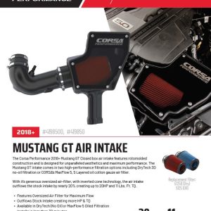 Corsa Exhst Cold Air Intake, Maxflow, Carbon Fiber Intake Tube, Blue Maxflow 5 Filter, With Closed Box – 44007