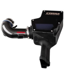 Corsa Exhst Cold Air Intake, Maxflow, Carbon Fiber Intake Tube, Blue Maxflow 5 Filter, With Closed Box – 44007