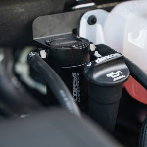 Corsa Exhst Catch Can, For Storing Excess Oil, 3 Ounce Capacity, Black, Aluminum, With Brackets/ Hoses – CC0011
