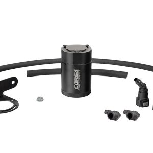 Corsa Exhst Catch Can, For Storing Excess Oil, 3 Ounce Capacity, Black, Aluminum, With Brackets/ Hoses – CC0011