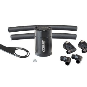 Corsa Exhst Catch Can, For Storing Excess Oil, 3 Ounce Capacity, Black, Aluminum, With Brackets/ Hoses – CC0012