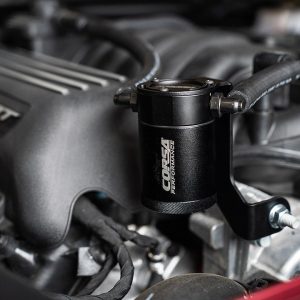 Corsa Exhst Catch Can, For Storing Excess Oil, 3 Ounce Capacity, Black, Aluminum, With Brackets/ Hoses – CC0013