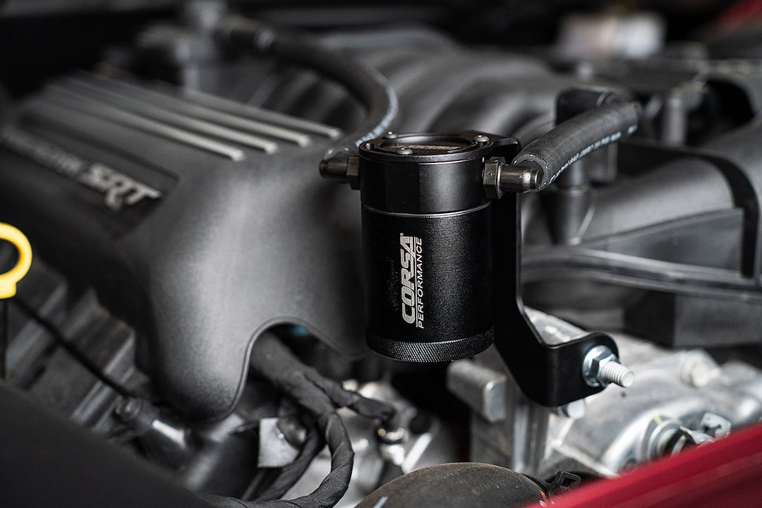 Corsa Exhst Catch Can, For Storing Excess Oil, 3 Ounce Capacity, Black, Aluminum, With Brackets/ Hoses – CC0013
