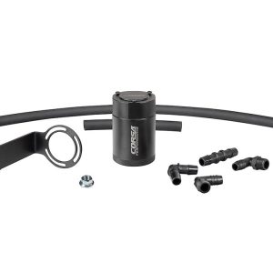 Corsa Exhst Catch Can, For Storing Excess Oil, 3 Ounce Capacity, Black, Aluminum, With Brackets/ Hoses – CC0013