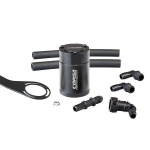 Corsa Exhst Catch Can, For Storing Excess Oil, 3 Ounce Capacity, Black, Aluminum, With Brackets/ Hoses – CC0018